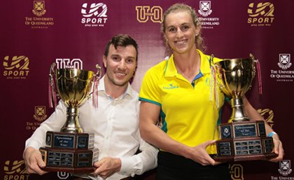 UQ Sportsman of the Year Michael Mercieca, and UQ Sportswoman of the Year Gabi Simpson UQ Sportsman of the Year Michael Mercieca, and UQ Sportswoman of the Year Gabi Simpson
